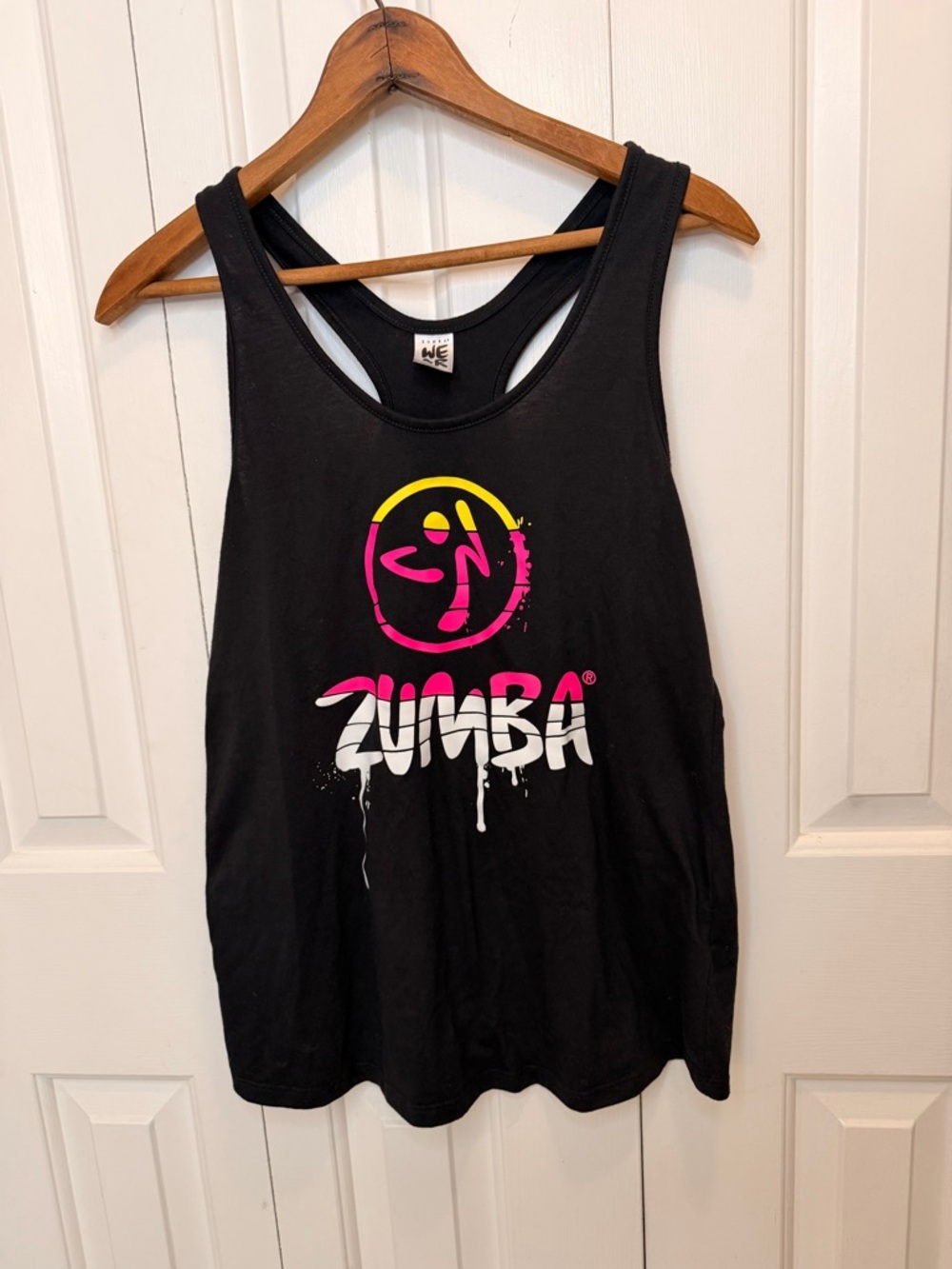 Zumba Fitness Black Tank Top with Pink Yellow White Logo